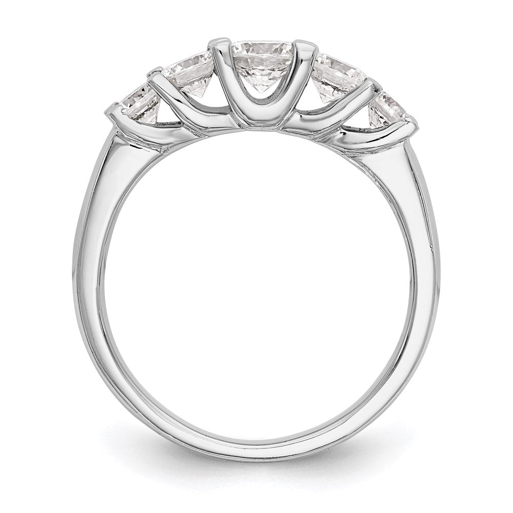 14K White Gold 5-Stone Real Diamond Band