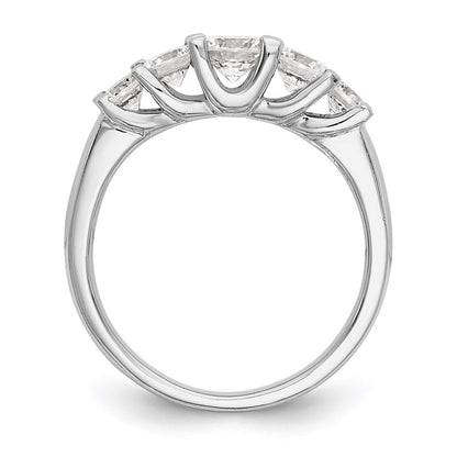 14K White Gold 5-Stone Real Diamond Band