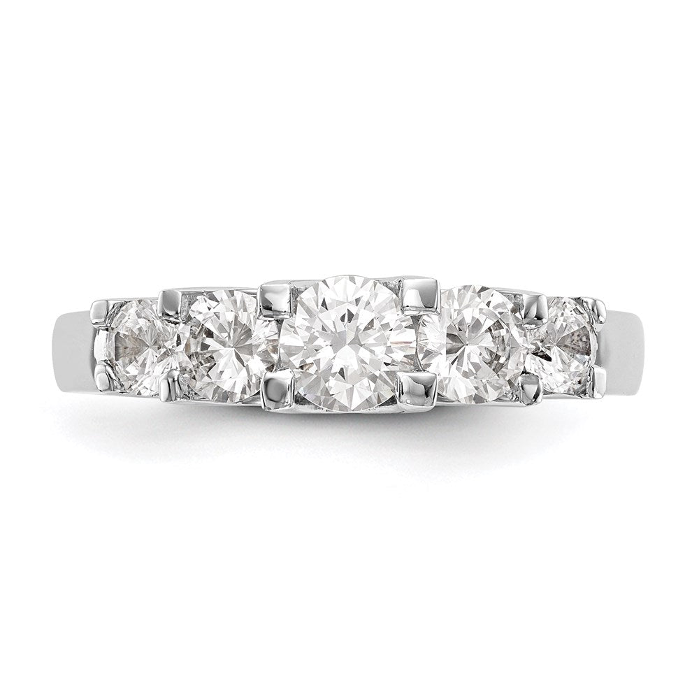 14K White Gold 5-Stone Real Diamond Band