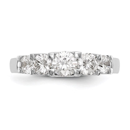 14K White Gold 5-Stone Real Diamond Band