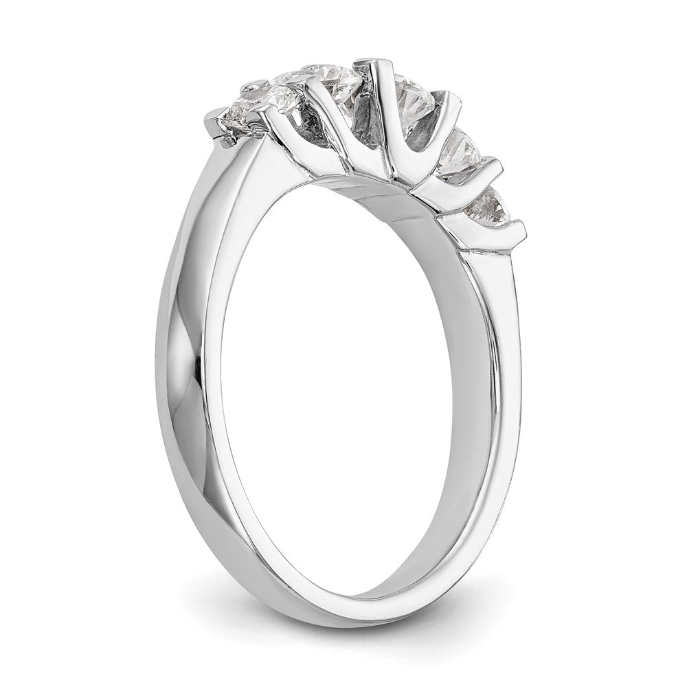 14K White Gold 5-Stone Real Diamond Band