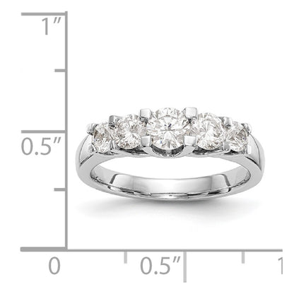 14K White Gold 5-Stone Real Diamond Band