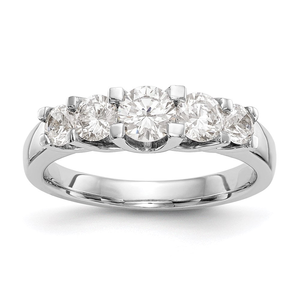 14K White Gold 5-Stone Real Diamond Band