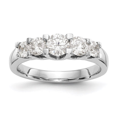 14K White Gold 5-Stone Real Diamond Band