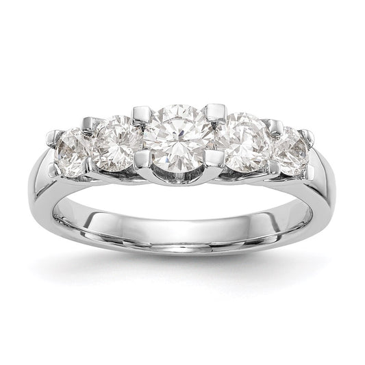 14K White Gold 5-Stone Real Diamond Band