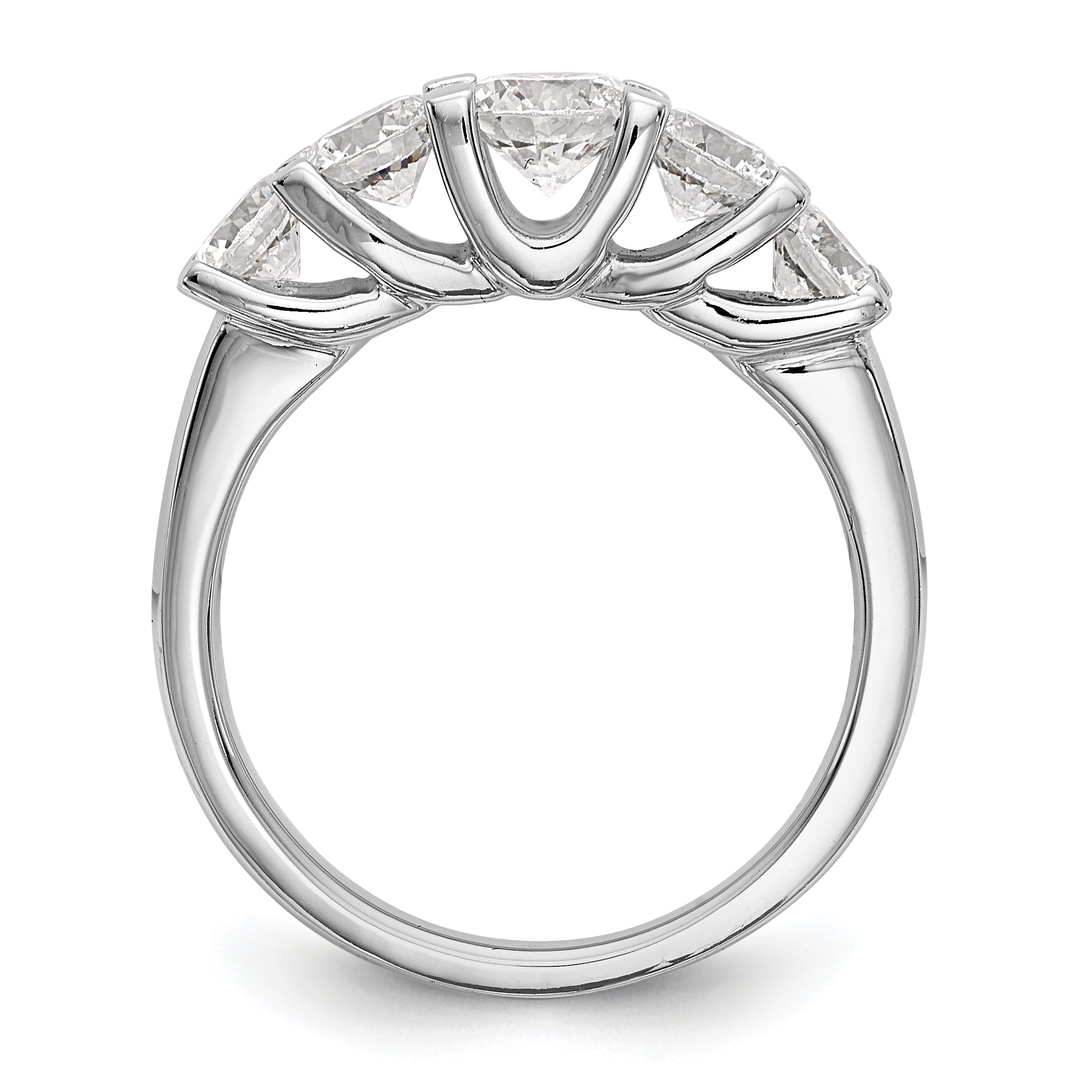 1.50ct. CZ Solid Real 14K White Gold 5-Stone Wedding Band Ring