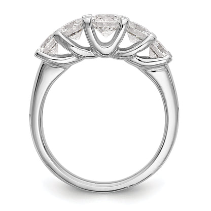 1.50ct. CZ Solid Real 14K White Gold 5-Stone Wedding Band Ring