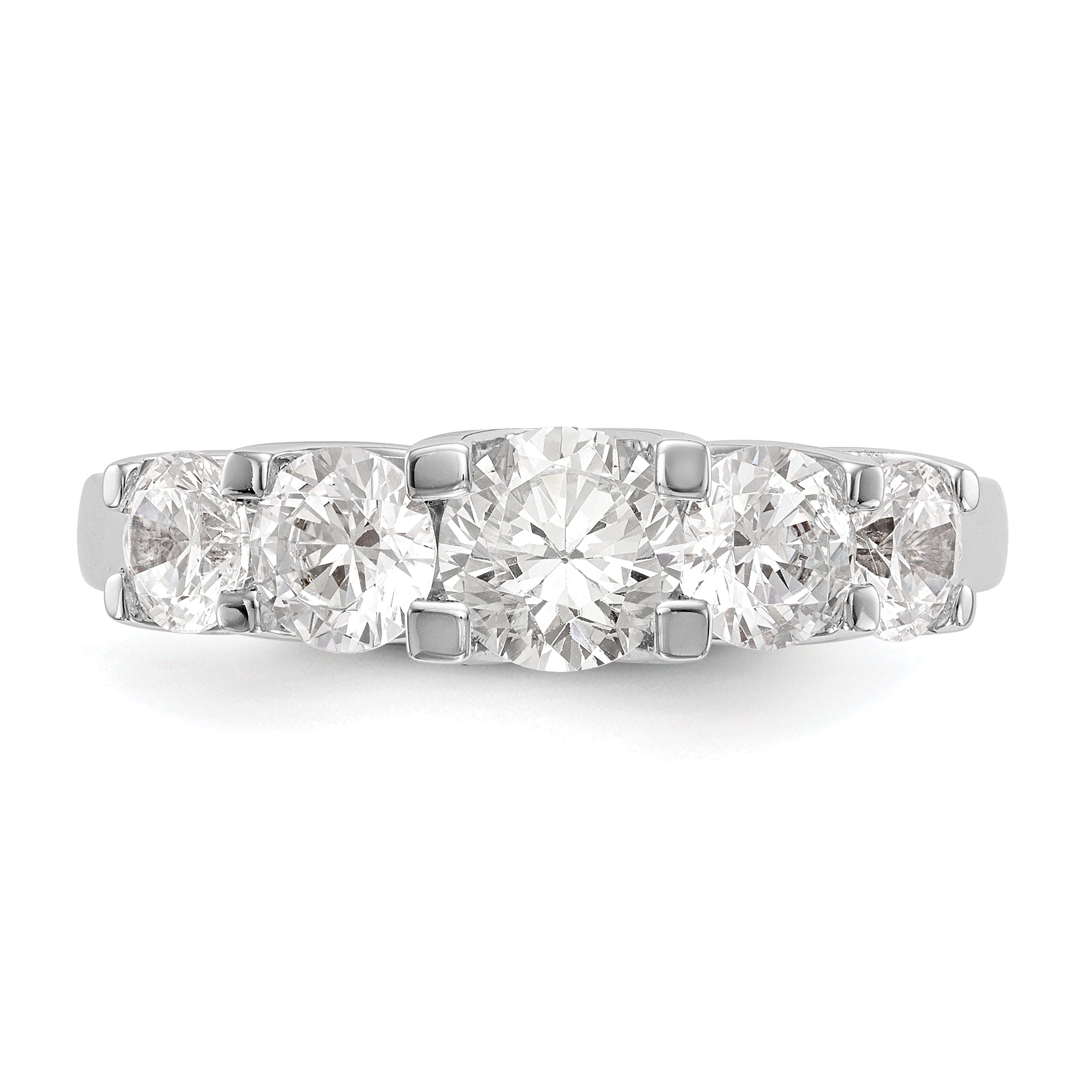 1.50ct. CZ Solid Real 14K White Gold 5-Stone Wedding Band Ring