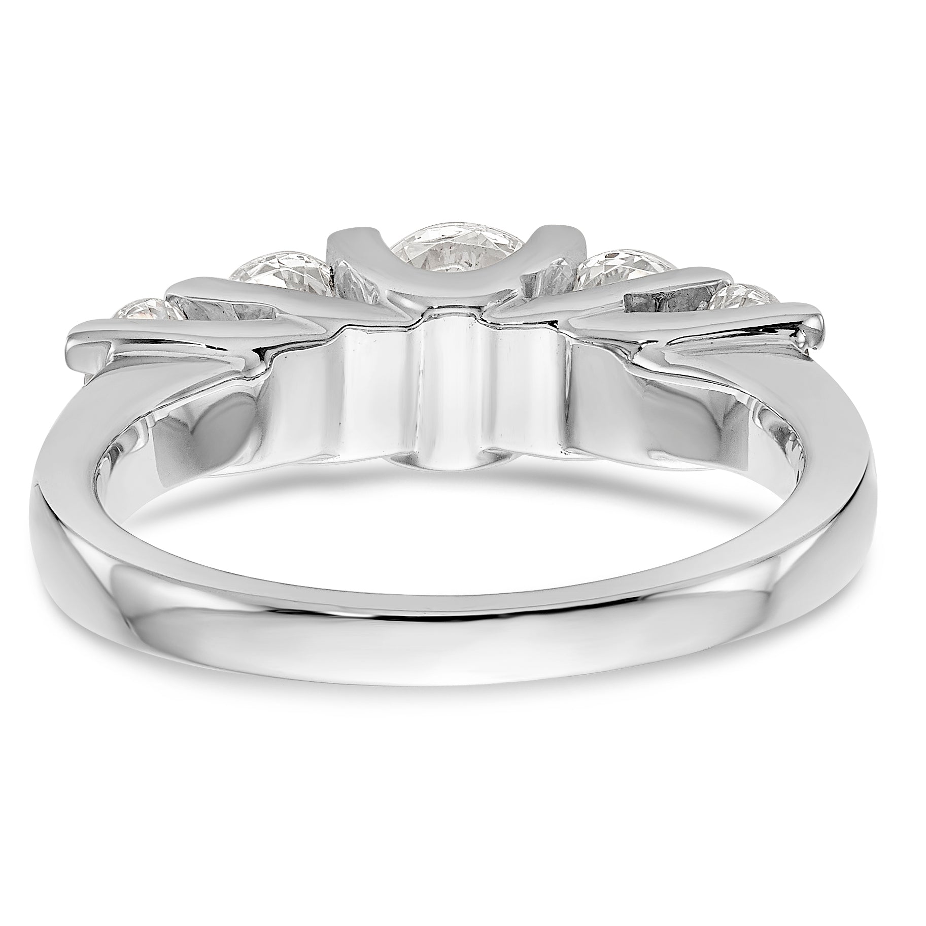 1.50ct. CZ Solid Real 14K White Gold 5-Stone Wedding Band Ring