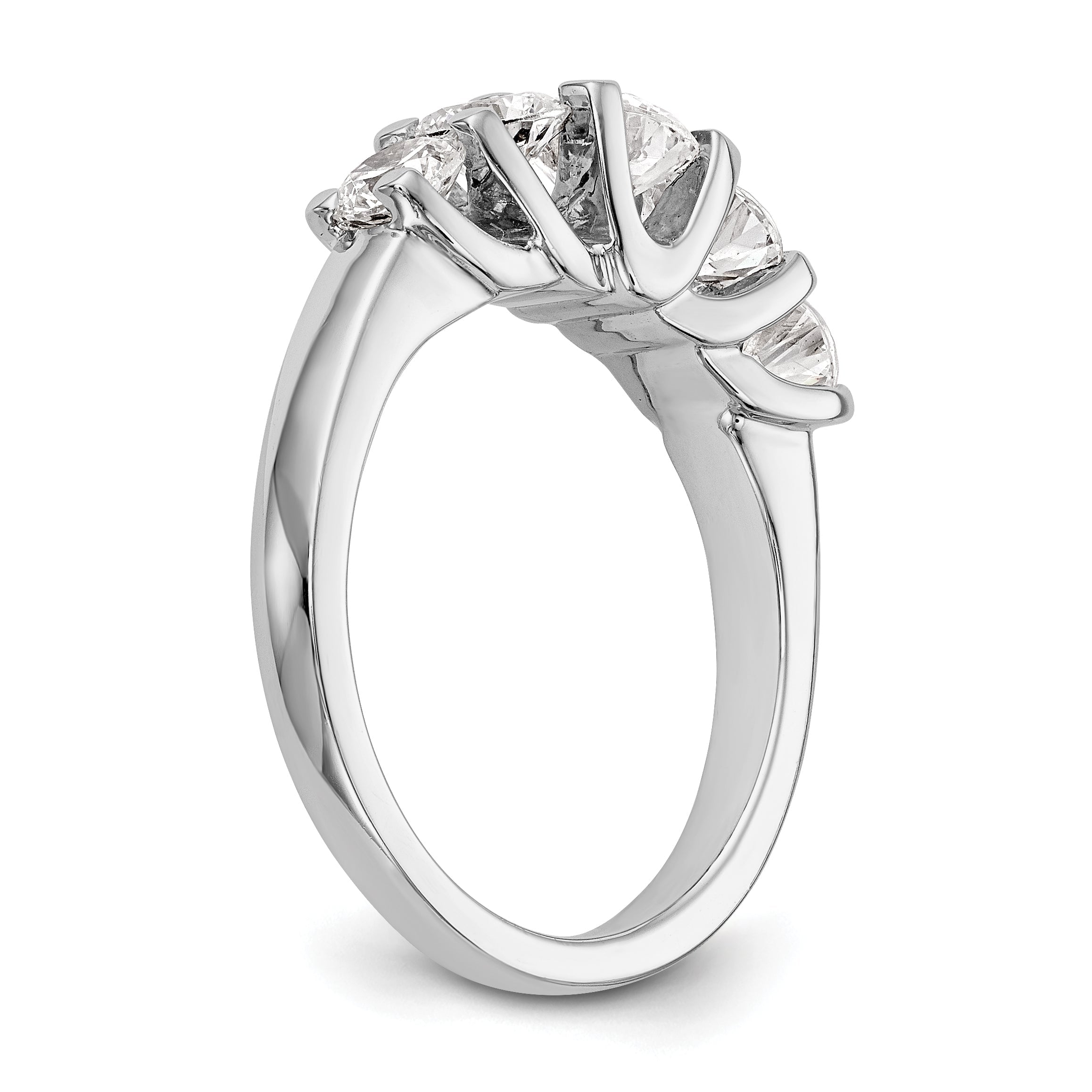 1.50ct. CZ Solid Real 14K White Gold 5-Stone Wedding Band Ring