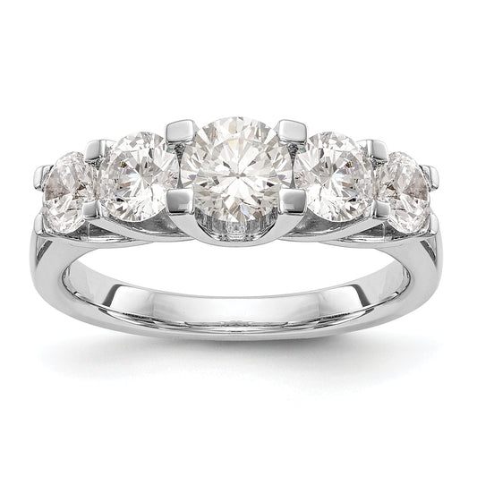 1.50ct. CZ Solid Real 14K White Gold 5-Stone Wedding Band Ring