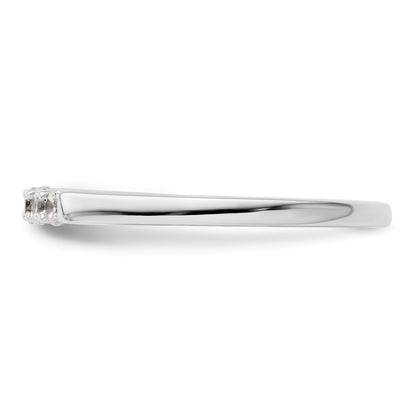 0.25ct. CZ Solid Real 14K White Gold 5-Stone Wedding Band Ring
