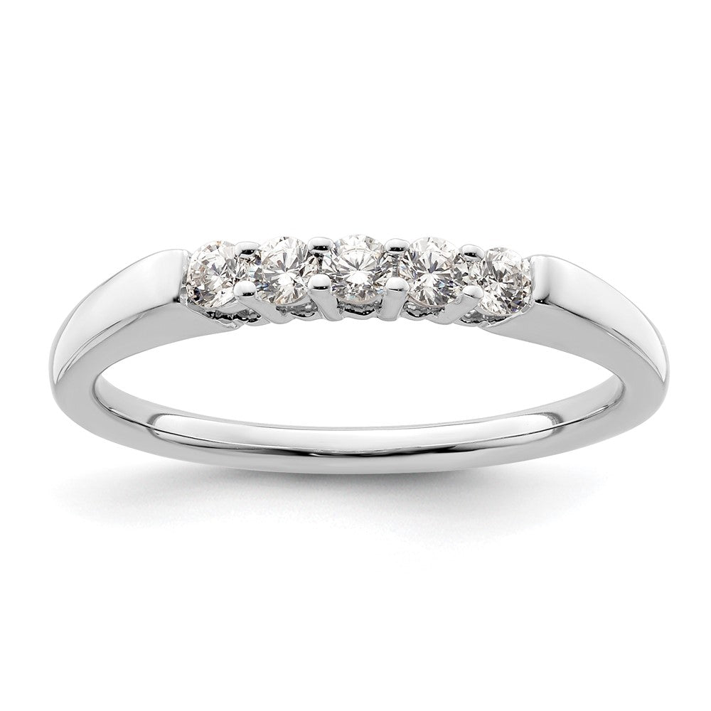 14K White Gold 5-Stone Real Diamond Band