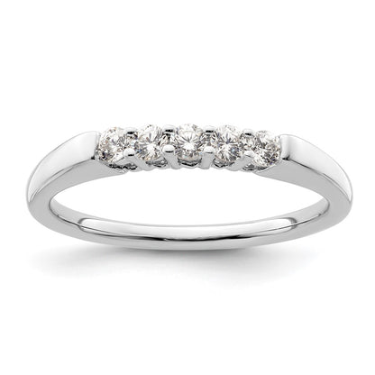 14K White Gold 5-Stone Real Diamond Band