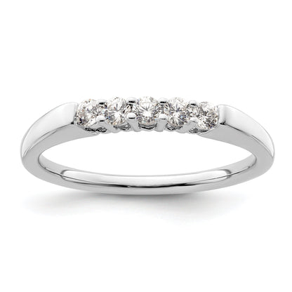 0.25ct. CZ Solid Real 14K White Gold 5-Stone Wedding Band Ring