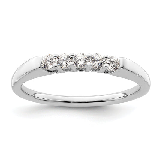 0.25ct. CZ Solid Real 14K White Gold 5-Stone Wedding Band Ring