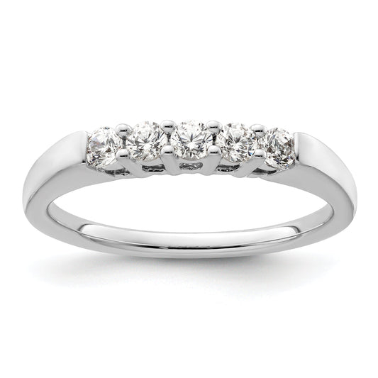 0.33ct. CZ Solid Real 14K White Gold 5-Stone Wedding Band Ring