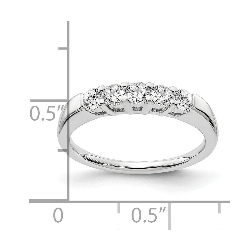 14K White Gold 5-Stone Real Diamond Band