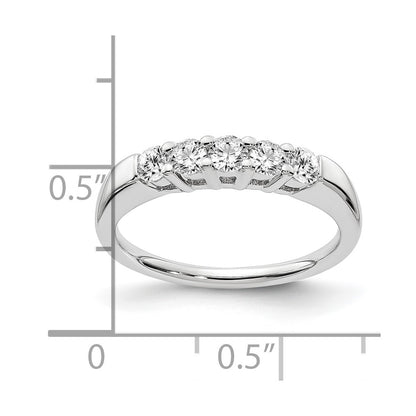 14K White Gold 5-Stone Real Diamond Band