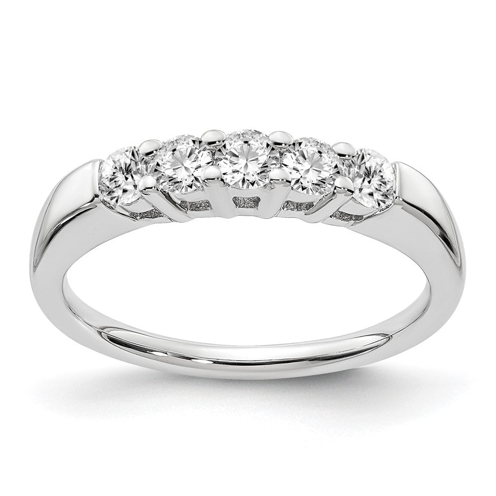 14K White Gold 5-Stone Real Diamond Band