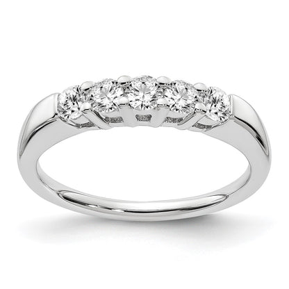 14K White Gold 5-Stone Real Diamond Band
