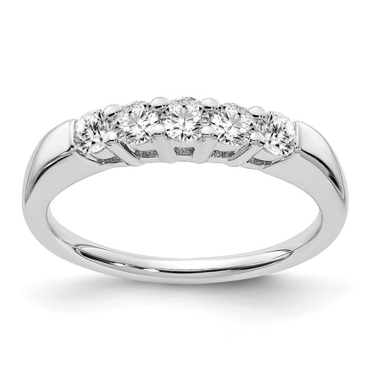 14K White Gold 5-Stone Real Diamond Band