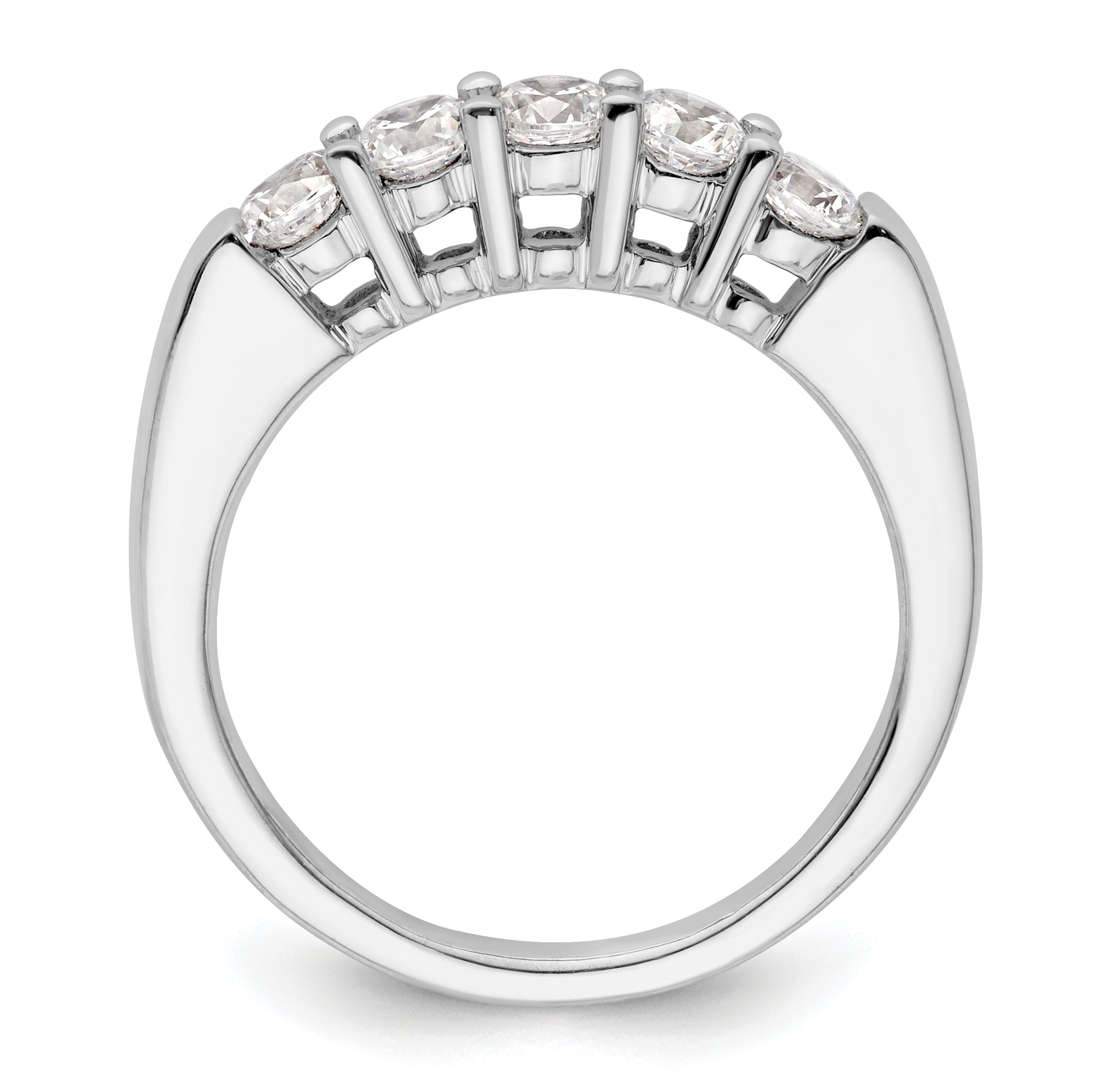 0.75ct. CZ Solid Real 14K White Gold 5-Stone Wedding Band Ring