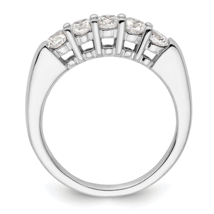 0.75ct. CZ Solid Real 14K White Gold 5-Stone Wedding Band Ring