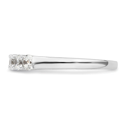 0.75ct. CZ Solid Real 14K White Gold 5-Stone Wedding Band Ring
