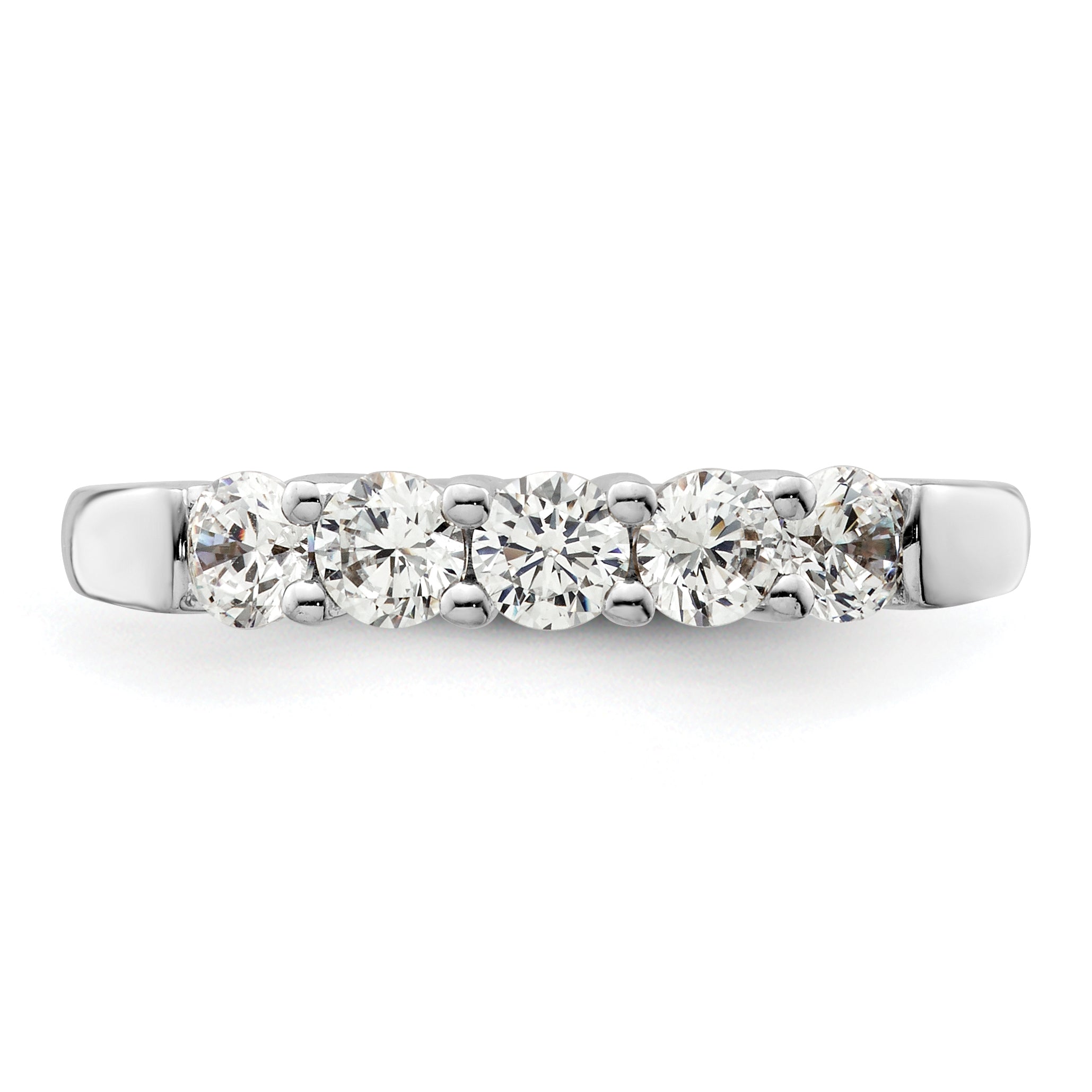 0.75ct. CZ Solid Real 14K White Gold 5-Stone Wedding Band Ring