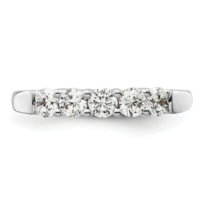 0.75ct. CZ Solid Real 14K White Gold 5-Stone Wedding Band Ring