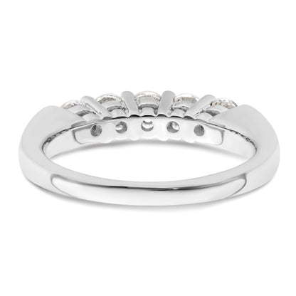 0.75ct. CZ Solid Real 14K White Gold 5-Stone Wedding Band Ring