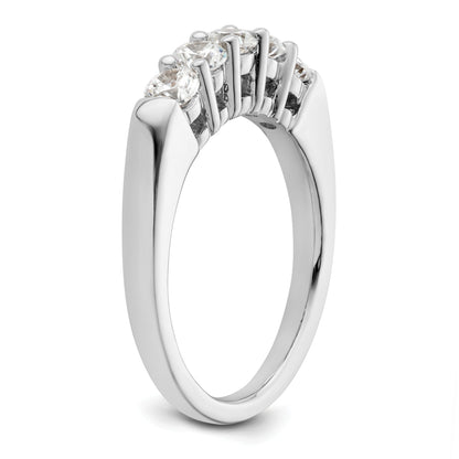 0.75ct. CZ Solid Real 14K White Gold 5-Stone Wedding Band Ring