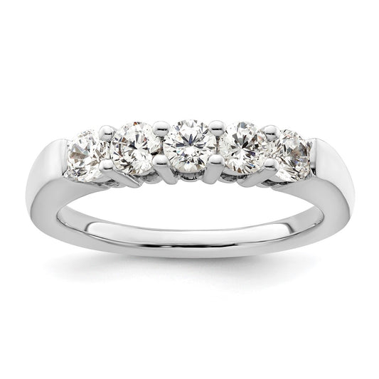 14K White Gold 5-Stone Real Diamond Band