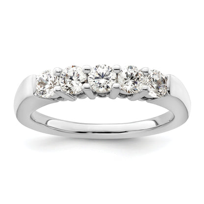 0.75ct. CZ Solid Real 14K White Gold 5-Stone Wedding Band Ring