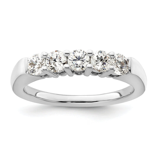 0.75ct. CZ Solid Real 14K White Gold 5-Stone Wedding Band Ring