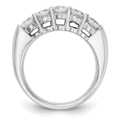 14K White Gold 5-Stone Real Diamond Band