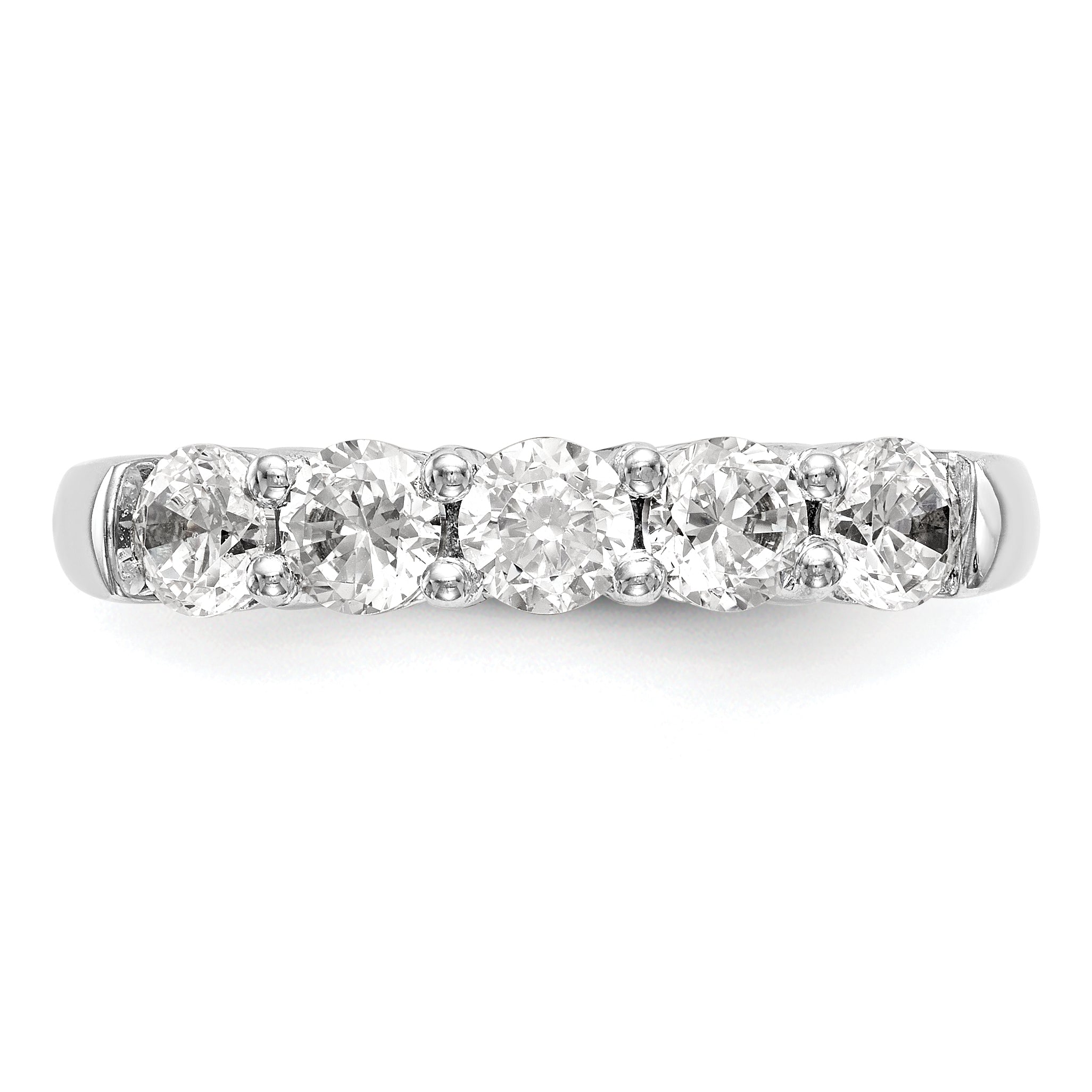 1.10ct. CZ Solid Real 14K White Gold 5-Stone Wedding Band Ring