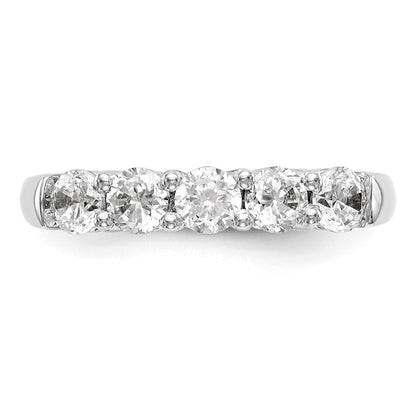 14K White Gold 5-Stone Real Diamond Band