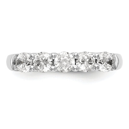 1.10ct. CZ Solid Real 14K White Gold 5-Stone Wedding Band Ring