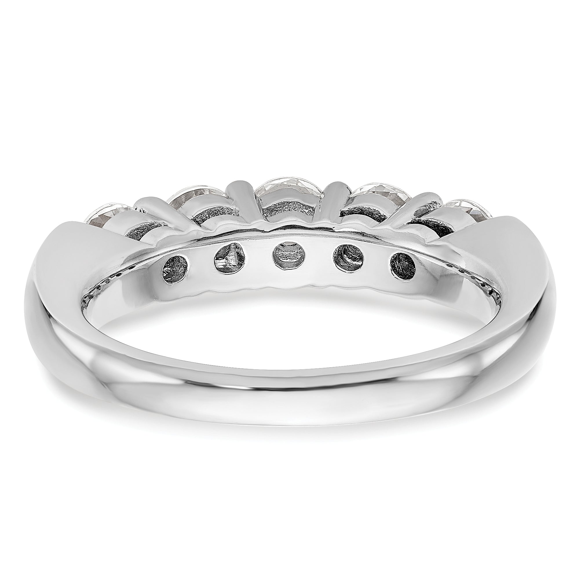 1.10ct. CZ Solid Real 14K White Gold 5-Stone Wedding Band Ring