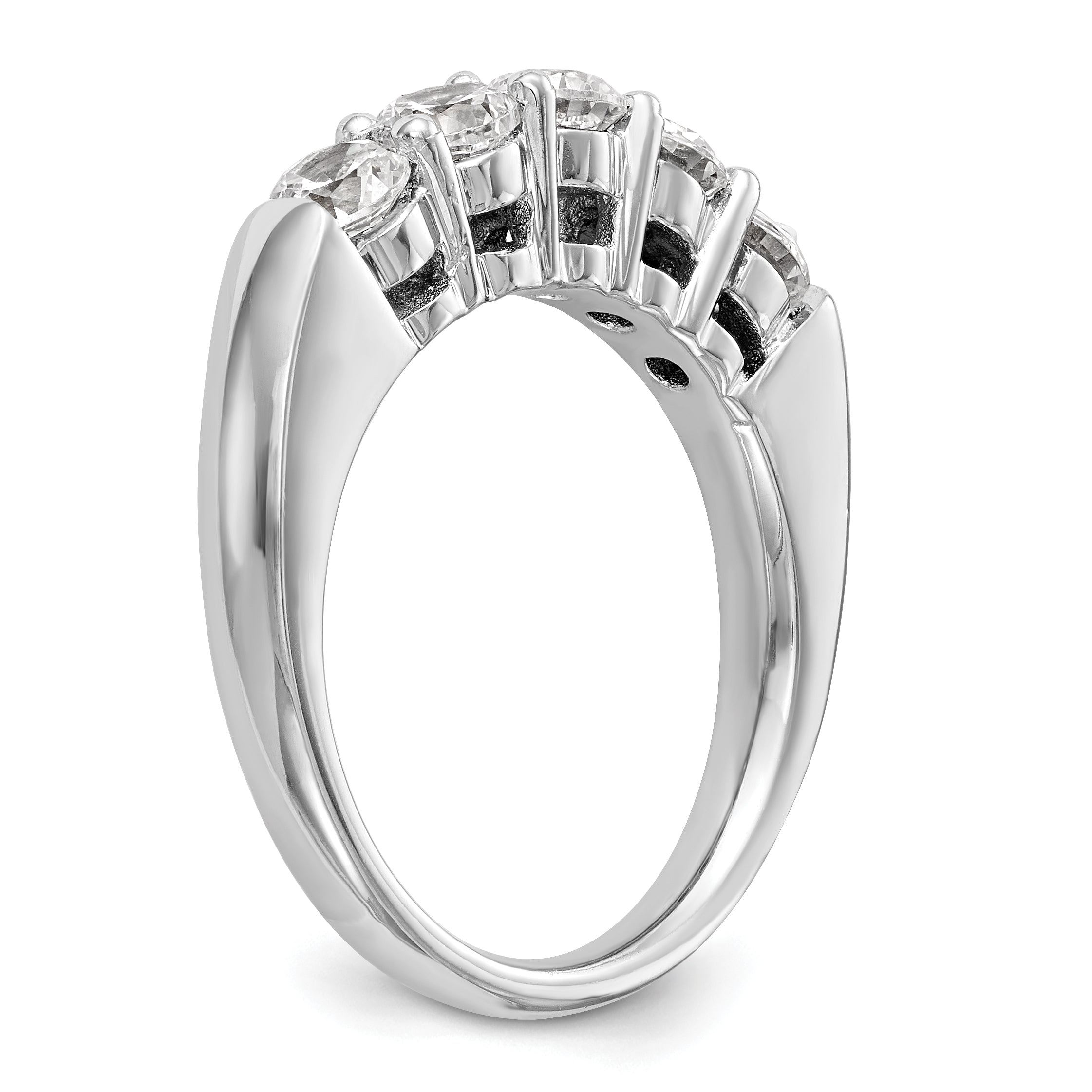 1.10ct. CZ Solid Real 14K White Gold 5-Stone Wedding Band Ring