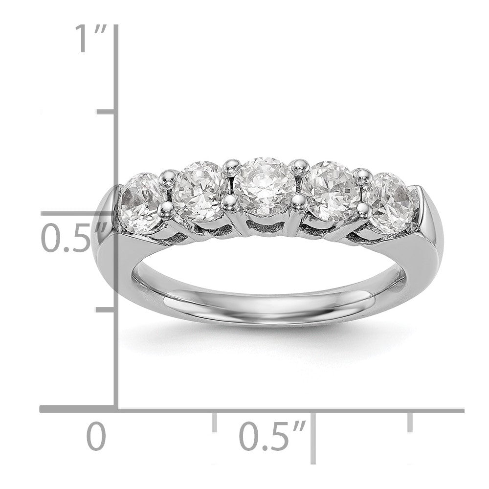 14K White Gold 5-Stone Real Diamond Band