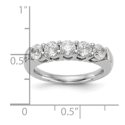 14K White Gold 5-Stone Real Diamond Band