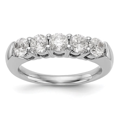 14K White Gold 5-Stone Real Diamond Band