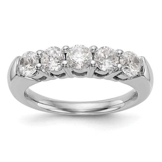14K White Gold 5-Stone Real Diamond Band