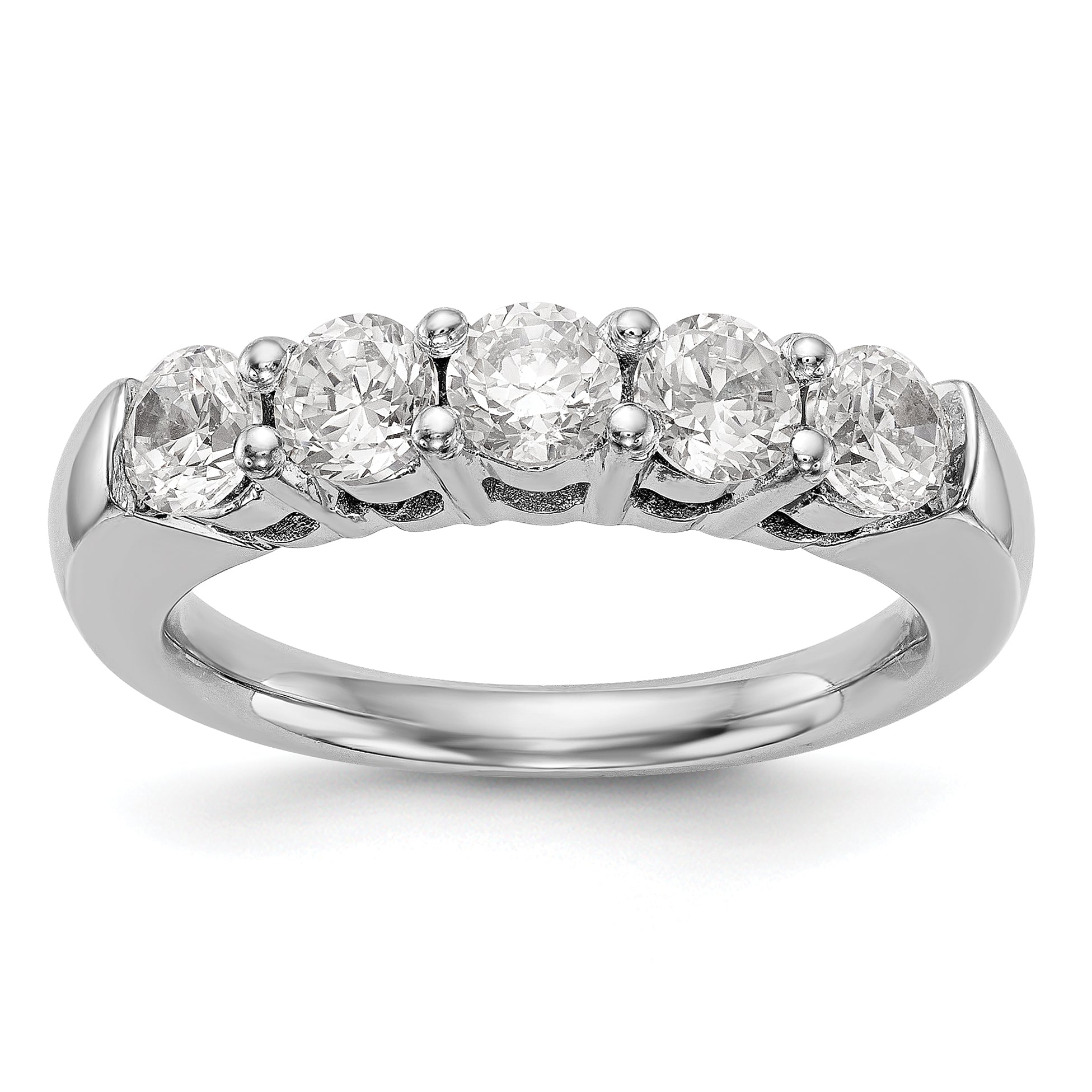 1.10ct. CZ Solid Real 14K White Gold 5-Stone Wedding Band Ring