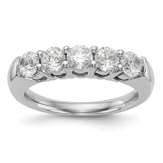 1.10ct. CZ Solid Real 14K White Gold 5-Stone Wedding Band Ring