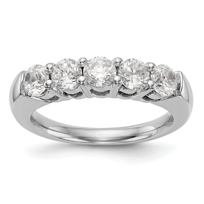 1.10ct. CZ Solid Real 14K White Gold 5-Stone Wedding Band Ring