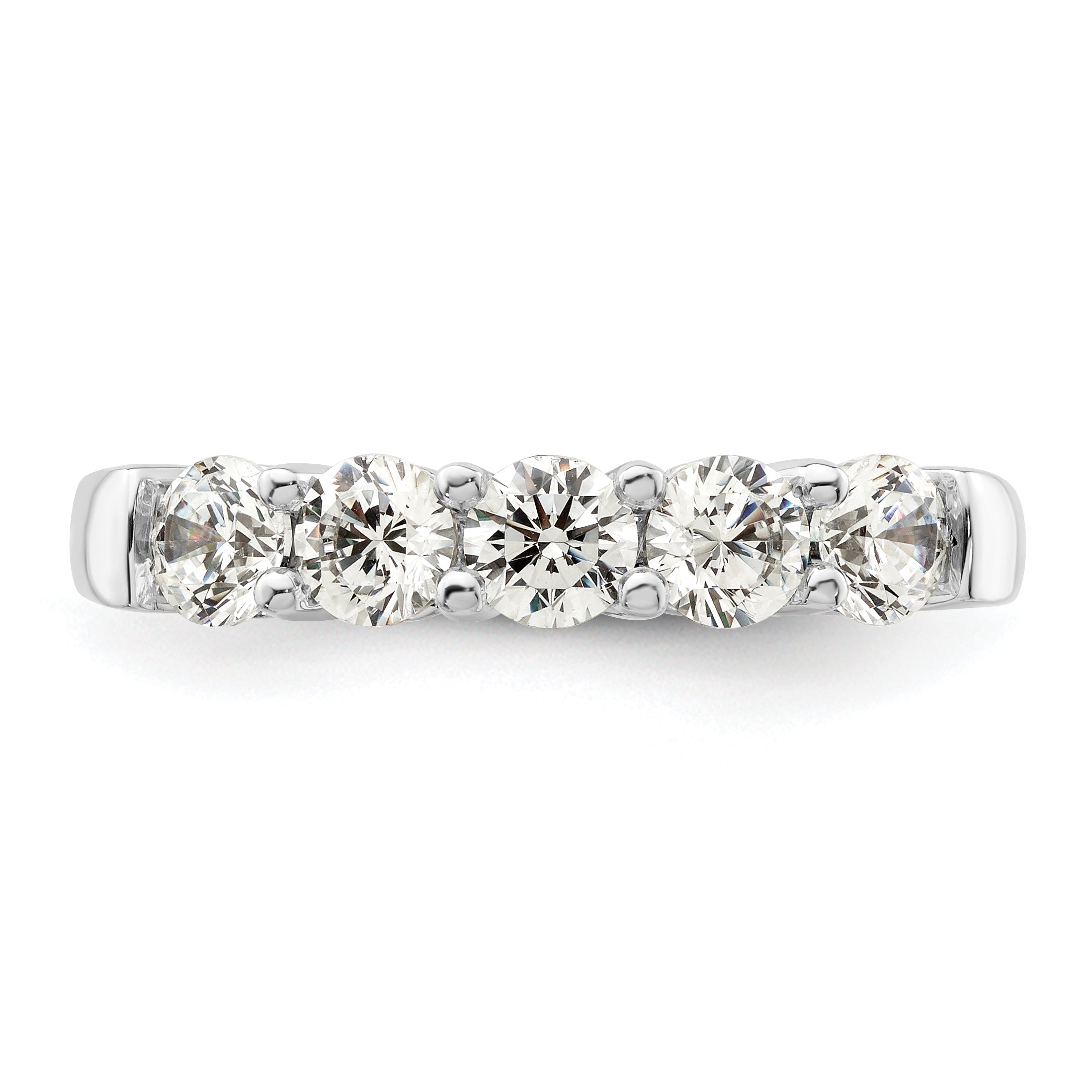 1.25ct. CZ Solid Real 14K White Gold 5-Stone Wedding Band Ring